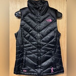 The North Face Women's Black and Pink Puffer Vest